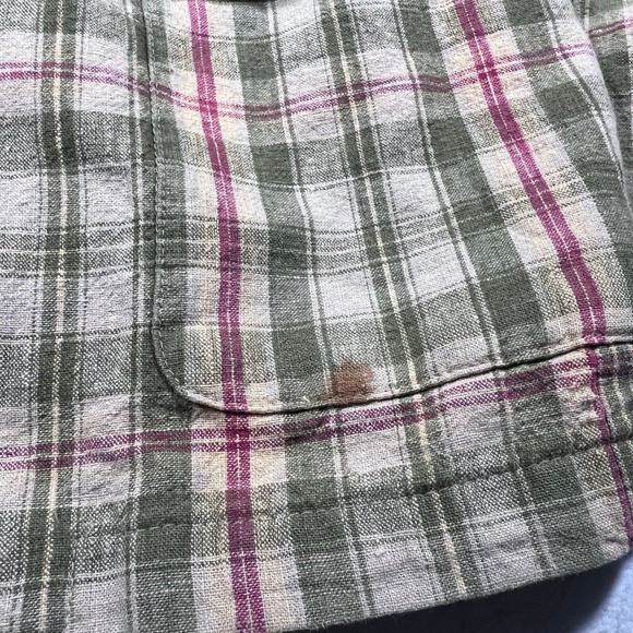 LL Bean Womens Blazer Plaid Linen Blend Career Size 16 Heritage Academia Vintage - Picture 4 of 11